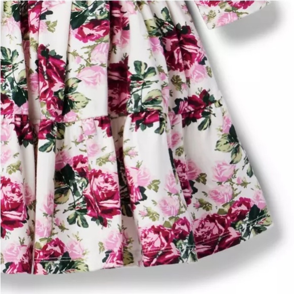 Brand New Janie & Jack Toddler Girl Pink & White Floral 3/4 Sleeve Dress, 3, NWT - Picture 4 of 5